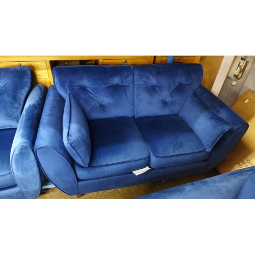 1494 - A Hoxton blue velvet three seater, two seater and two armchairs