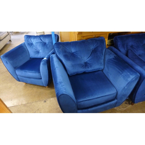 1494 - A Hoxton blue velvet three seater, two seater and two armchairs