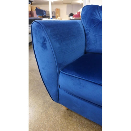 1494 - A Hoxton blue velvet three seater, two seater and two armchairs