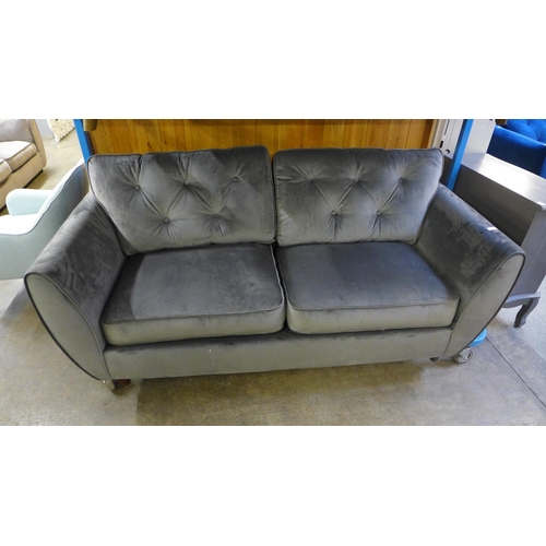 1500 - A pair of ash velvet Hoxton three seater sofas