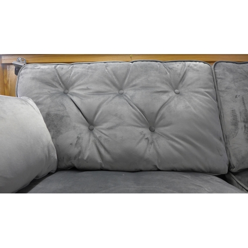 1500 - A pair of ash velvet Hoxton three seater sofas