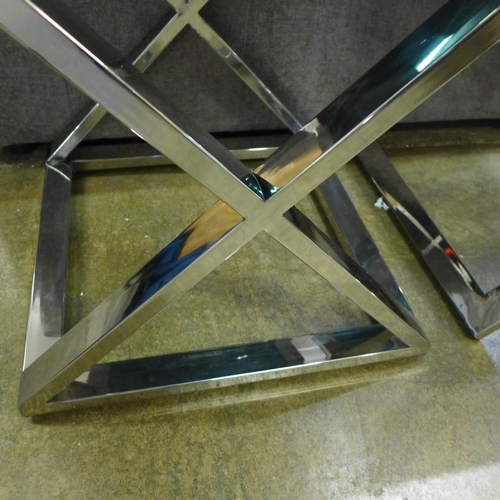 1501 - A chrome and black glass lamp table