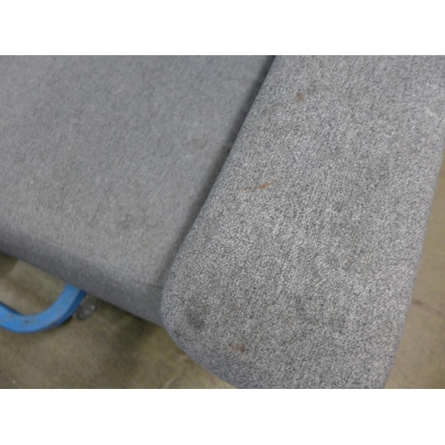 1563 - A pair of grey upholstered two seater sofas - worn