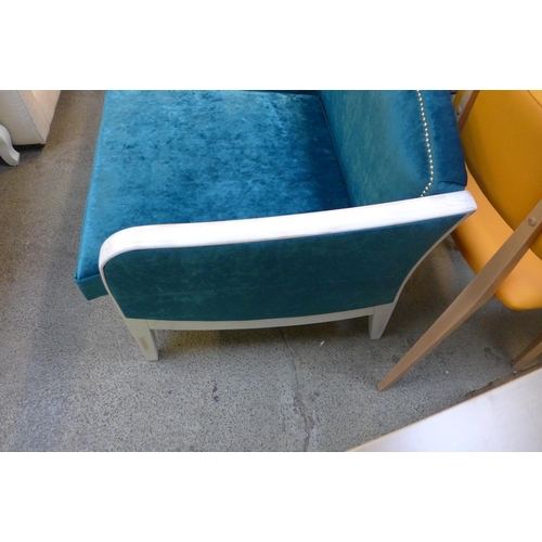 1590 - A turquoise velvet salon sofa