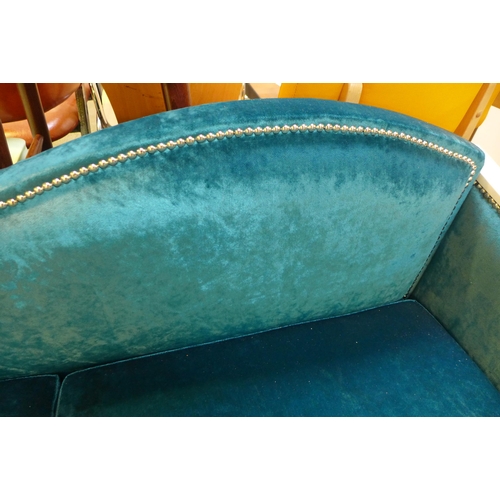 1590 - A turquoise velvet salon sofa