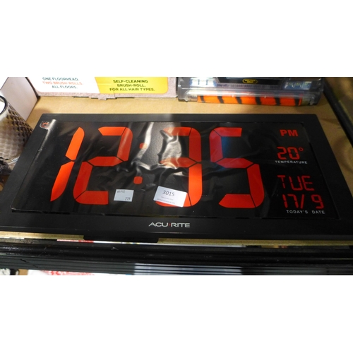 3015 - 18 Digital LED Clock & Temperate and 2x Fragrance Candles  (279-361,373)   * This lot is subject to ... 