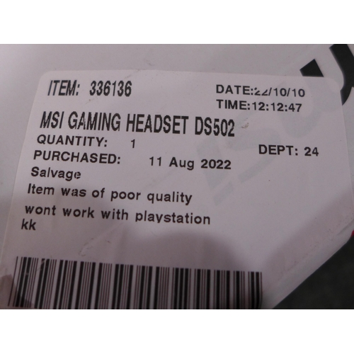 3089 - Msi Gaming Headset Ds502 - S37-2100911-SV1   (279-211)   * This lot is subject to vat