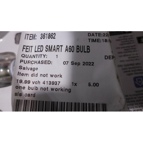 3115 - Conglom Chandelier Fil bulbs and Feit LED Smart A60 Bulb  3 pack  (279-156-158,164)   * This lot is ... 