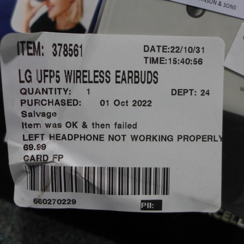 3119 - LG Ufp5 Wireless Earbuds Tone -UFP5  (279-342)   * This lot is subject to vat