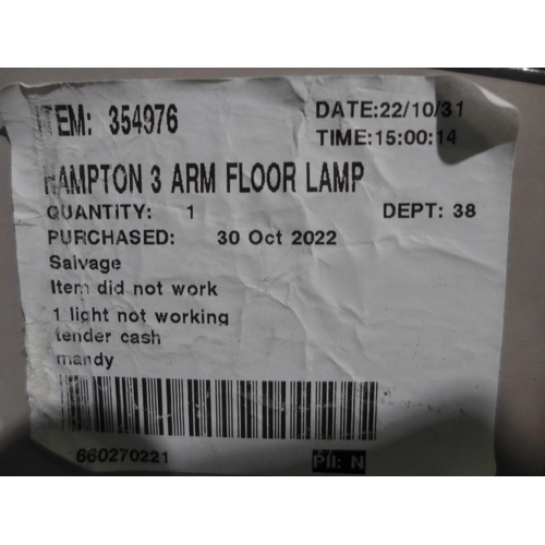 3391 - Bridgeport Designs 3 Arm Floor Lamp  (279-348)   * This lot is subject to vat