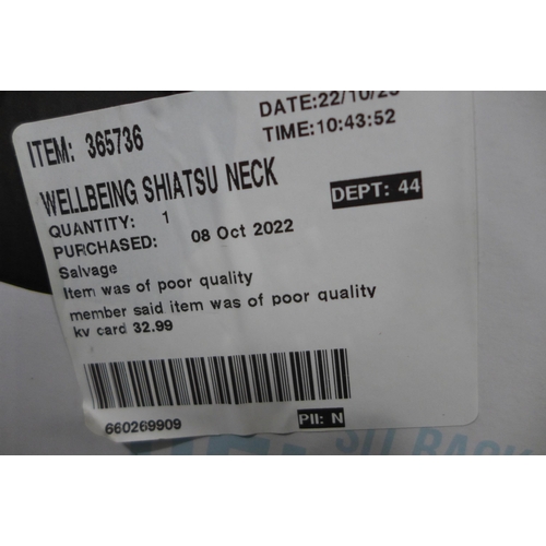 3394 - Wellbeing Shiatsu Neck/Back massager  (279-349)   * This lot is subject to vat