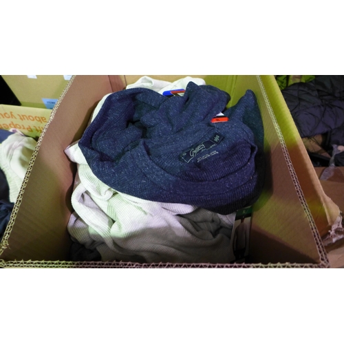 Box of men's casual clothing various sizes/styles/colours * this lot