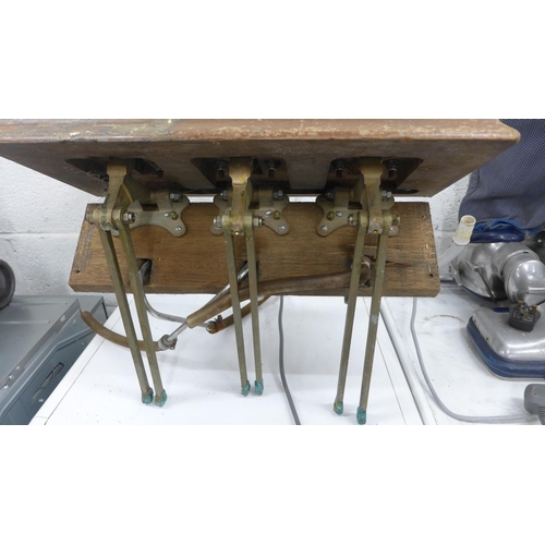 2207 - Triple wood mounted brass bar pump