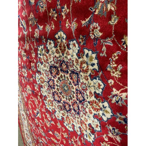 1541A - A rich red ground, full pile, cashmere rug, Shabass medallion design, 230cm x 160cm