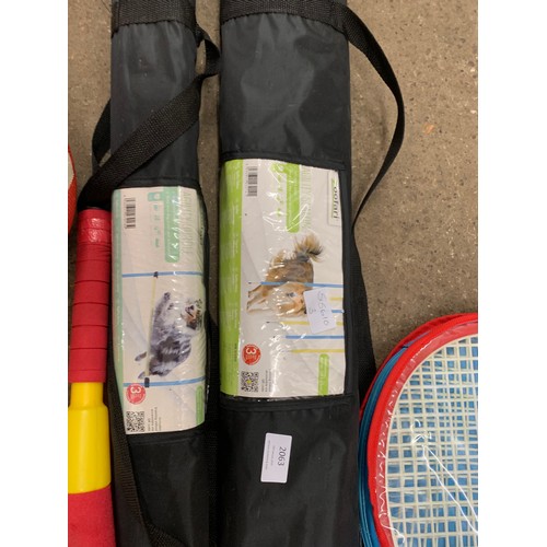 2063 - Bag of garden toys and two dog agility/training sets