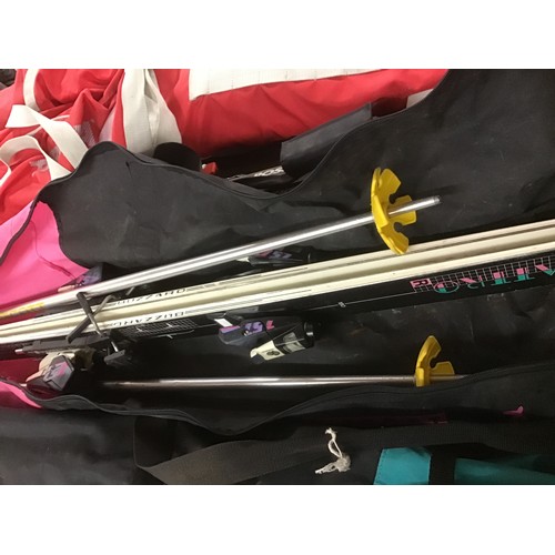 2066 - 5 mostly women's sets of skis with poles; Rossignol, Salomon Blizzard Quattro