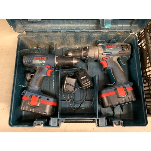 2008 - Bosch GSB 18VE2 cordless twin drill set with after market charger - W