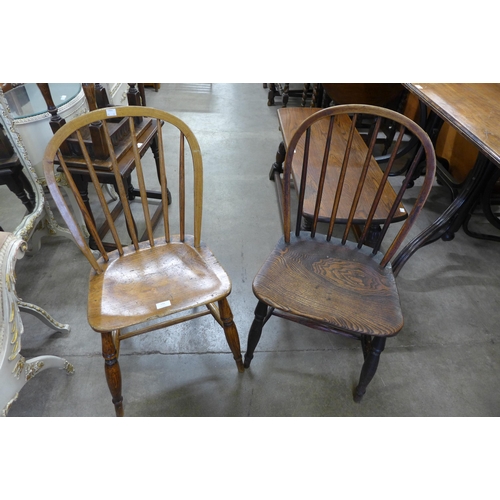 175 - Two 19th Century elm and beech Windsor kitchen chairs