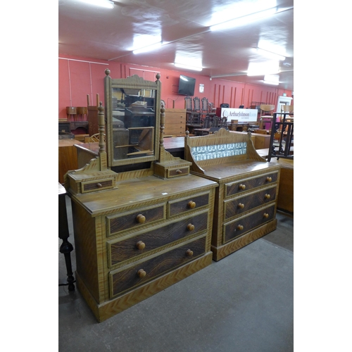 209 - A Victorian scumbled pine washstand and dressing chest