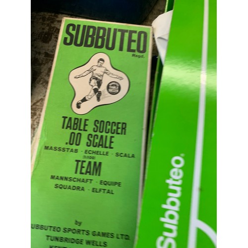 2134 - Subbuteo bundle: figures, mat, goals, game set, many boxed items from 1980's