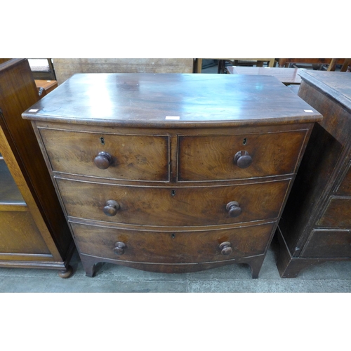 130 - A George III mahogany bow front chest of drawers