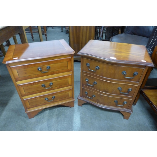 149 - A pair of similar small yew wood chests of drawers