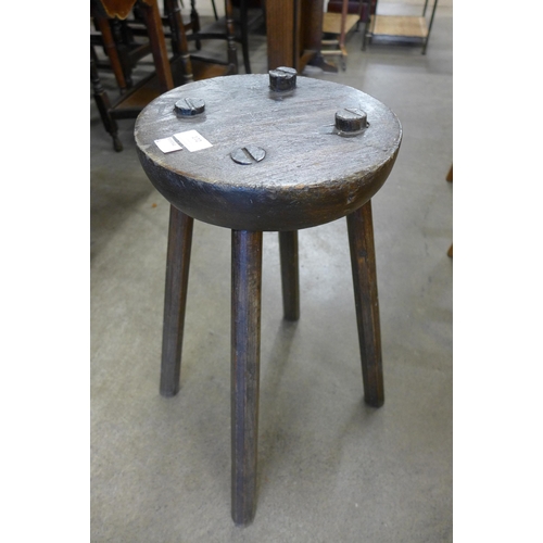 172 - A 19th Century primitive elm stool