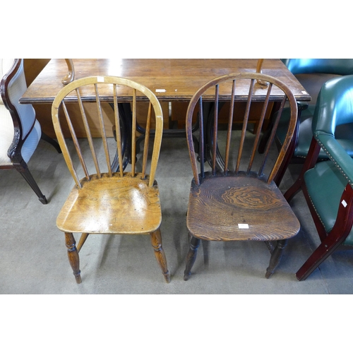 175 - Two 19th Century elm and beech Windsor kitchen chairs