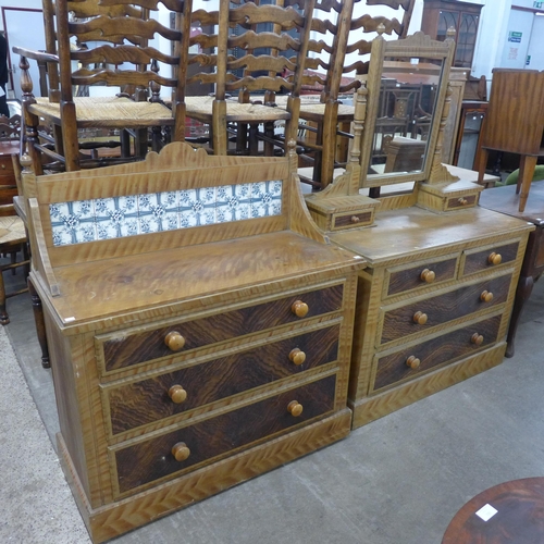 209 - A Victorian scumbled pine washstand and dressing chest