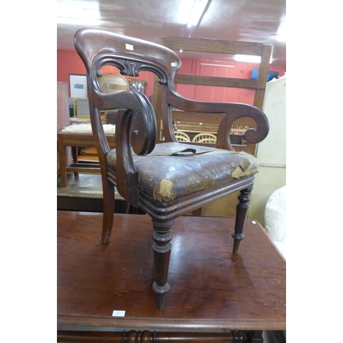 222 - A George IV mahogany carver chair