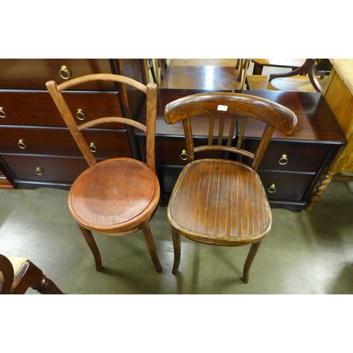 230 - Two beech bentwood chairs