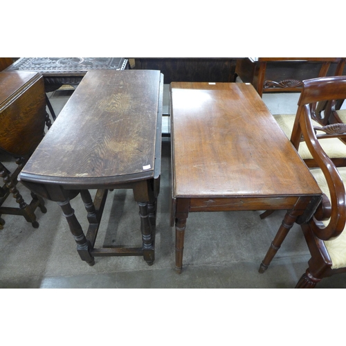 233 - A Victorian mahogany Pembroke table and an oak gateleg table