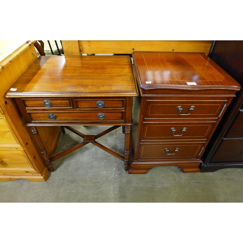 252 - A small mahogany three drawer side table and a mahogany record cabinet