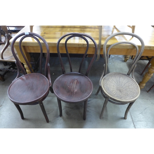 279 - Three beech bentwood chairs