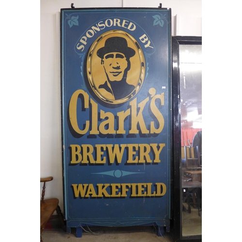 288 - A large Clarke's Brewery pub sign, 270 x 126cms