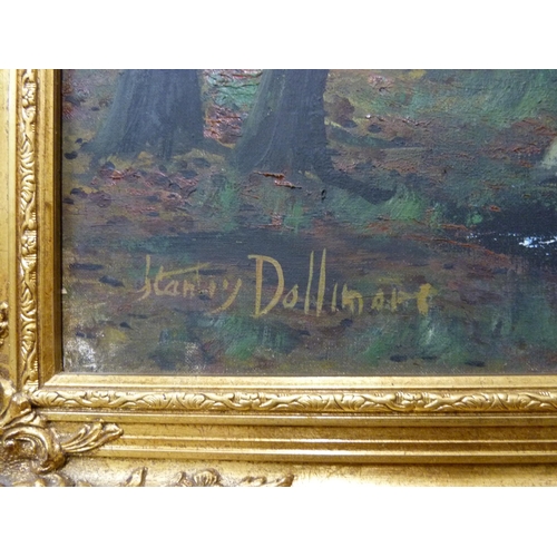 328 - Stanley Dollimore, river scene, oil on canvas, framed