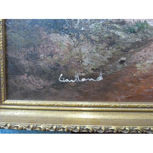 329 - * Gartland, niave village scene, oil on canvas, framed