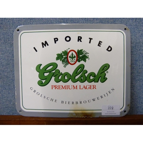 372 - An enamelled Grolsch advertising sign