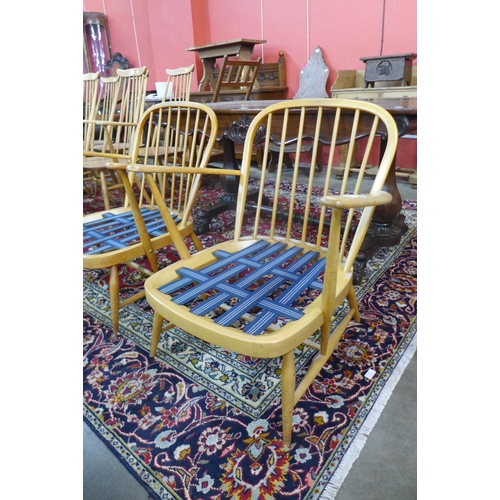 47 - A pair of Ercol Blonde beech Windsor armchairs