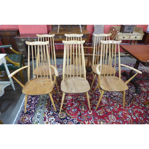 48 - A set of six Ercol Blonde elm and beech Goldsmith chairs