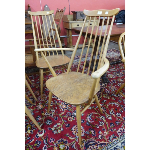 48 - A set of six Ercol Blonde elm and beech Goldsmith chairs