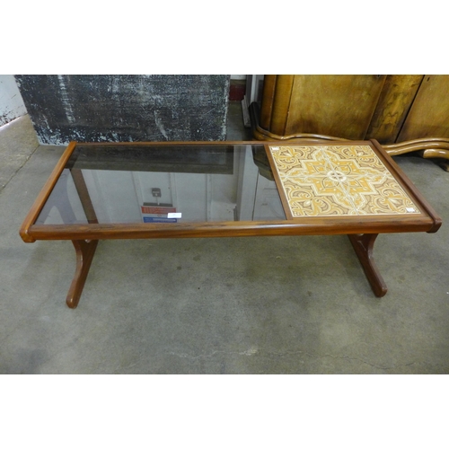 68 - A G-Plan Fresco teak, glass and tiled top coffee table