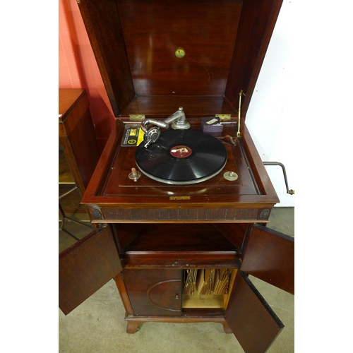 87 - An Edward VII mahogany gramophone cabinet