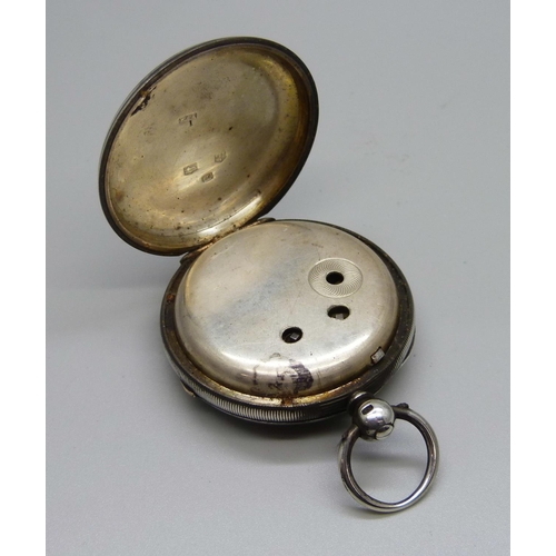 1002 - A silver cased pocket watch, the dial marked Marine Decimal Chronograph, Chester 1875