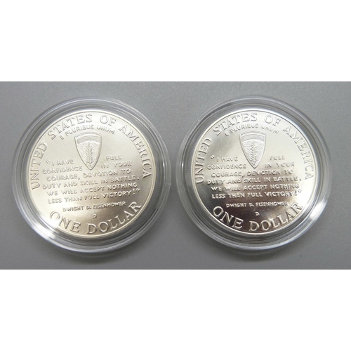 1025 - Two D-Day silver Liberty one dollar coins