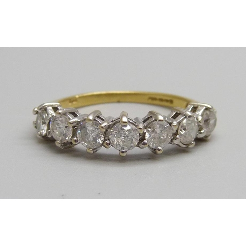 1060 - An 18ct gold and diamond ring, 3.2g, O, 1ct diamond weight, (marked on the shank)