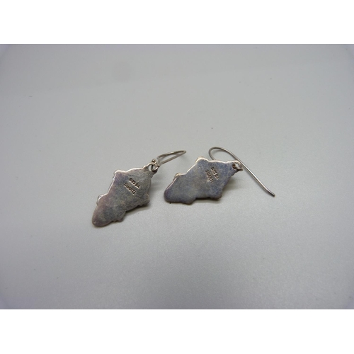 1077 - A pair of silver and lapis lazuli earrings, marked 925 BA and Suarti