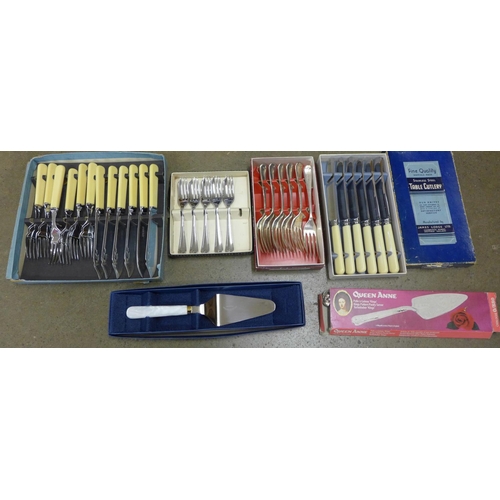 1102 - A collection of silver plated cutlery including boxed sets and a wooden canteen **PLEASE NOTE THIS L... 