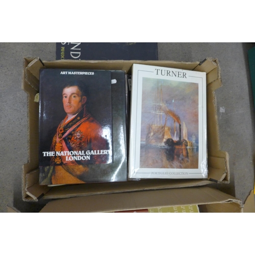 1117 - Two boxes of art books, Renoir, Rembrandt, Valasquez, Vermeer, Paul Gell, Turner, 17th Century Dutch... 