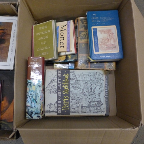 1117 - Two boxes of art books, Renoir, Rembrandt, Valasquez, Vermeer, Paul Gell, Turner, 17th Century Dutch... 